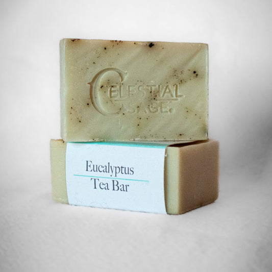 Two bars of eucalyptus natural antibacterial soap